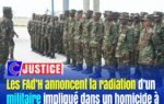Les FAd’H annoncent la radiation d’un militaire impliqué dans un homicide à Thomassin